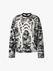Camouflage Skull Print Long-Sleeved T-Shirt