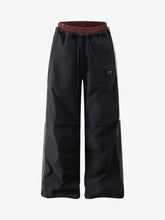 Retro Patchwork Faux Two-Piece Double Waist Casual Pants