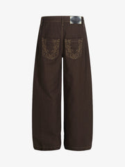 Vintage Contrast Thread Barrel Pants