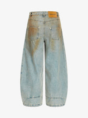 Street Deconstructed Spray Painted Machete Jeans