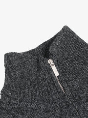 Turtleneck Cardigan Zip-Up Cable Sweater