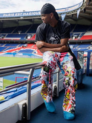 High Street Digital Print Graffiti Wide-Leg Jeans