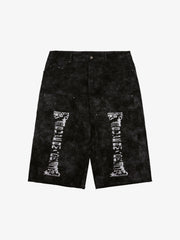 Roman Column Pattern Embroidered Jeans