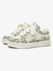 Vintage Tweed Patchwork Frayed Edge Chunky Sneakers
