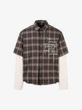 Cotton Street Distressed Plaid Faux Two-Piece Shirt