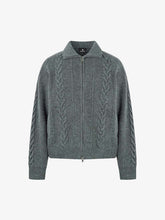 Knitted Vintage Floral Wheat Ear Pattern Double Zip Sweater