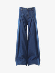 Retro Pleated Denim Baggy Jeans