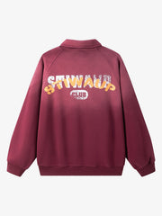 Gradient Print Lapel Long-sleeved Sweatshirt