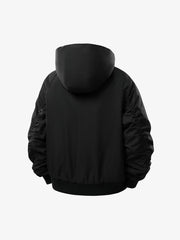 Retro Contrast Fur Collar Quilted Cotton Bomber Jacket