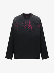 Retro Ink Splatter Design Long-Sleeved T-Shirt