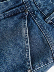 Deconstructed Pleated Ripped Blade Cut Jeans