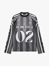 Loose Mesh Striped Hip-Hop Long Sleeve Jersey T-Shirt