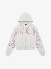 Street Hip-Hop Rhinestone Cropped Hooded Sweatshirt