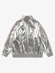 Number 11 Reflective Metallic Leather Track Jacket
