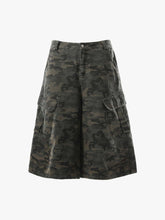 Vintage Washed Camouflage Machete Wide Leg Cargo Shorts
