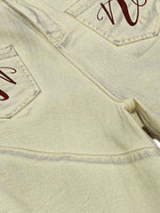 Washed Print Baggy Denim Shorts