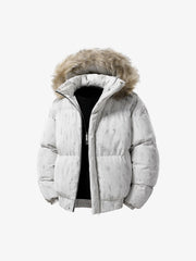 Vintage Fur Collar Hooded Cotton Jacket