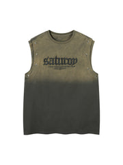 Washed Heavy-duty Letter Embroidered Waistcoat