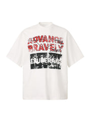 Bold "Advance Bravely" Graphic T-Shirt