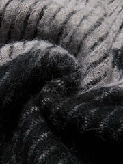 Knitted Fleece Cardigan Irregular Pattern Sweater