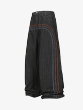 Streetwear Rainbow Rhinestone Stripe Embellished Jeans