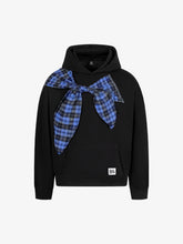 Retro Street Plaid Bow Stitching Hoodie