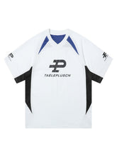 Contrast Color Sporty V-Neck Jersey T-Shirt