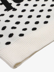 Retro Polka Dot Letter Jacquard Loose Knit Sweater
