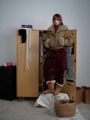 Retro Fur Collar Quilted Workwear Cotton Jacket