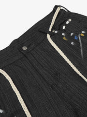 Street Contrast Artistic Graffiti Drawstring Jeans