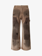 Scratched Patchwork Distressed Embroidered Work Jeans