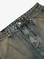 Vintage Mud-Dyed Distressed Barrel Jeans