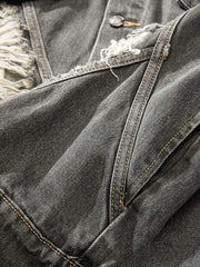 Retro Washed Distressed Denim Jacket