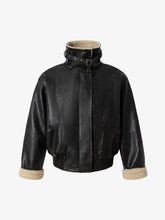 Vintage Shearling Collar Quilted Leather Jacket