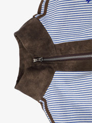 Retro Badge Embroidery Contrast Cropped Jacket