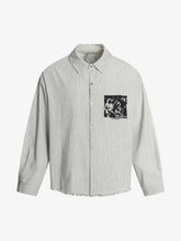 Street Dark Print Striped Long Sleeve Shirt