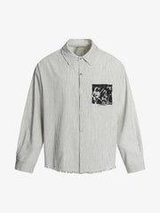 Street Dark Print Striped Long Sleeve Shirt