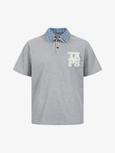Retro Pearl Letter Plaid Collar Polo Shirt