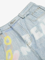 Retro Spray Graffiti Fun Straight Jeans