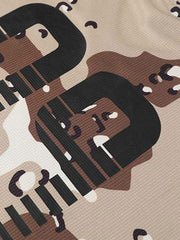 Camouflage Alphanumeric Print Long-Sleeved T-Shirt