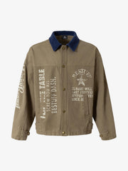 High Street Patchwork Collar Printed Work Jacket