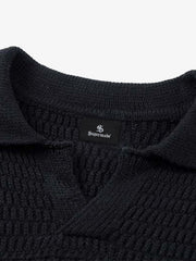 Retro Knitted Lapel V-Neck Contrast Striped Sweater