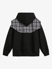 Fake Two-Piece Plaid Shirt Scarf Design Hoodie