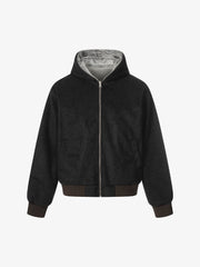 Retro Reversible Fleece Lined Zip-up Hooded Jacket