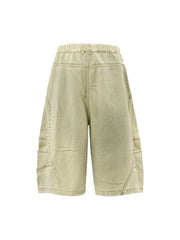 Washed Print Baggy Denim Shorts