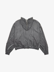 Heavy Washed Distressed Full Zip Hoodie