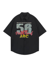 Retro Letter Print Short Sleeve Shirt