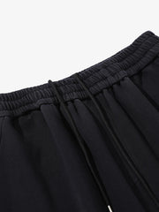 French Terry Distressed Gradient Drawstring Wide Leg Pants