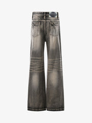 Retro Washed Distressed Flared Denim Jeans