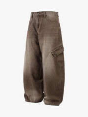 Vintage Washed Workwear Barrel Jeans